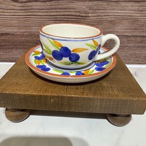 Handpainted Espresso Cup and Saucer